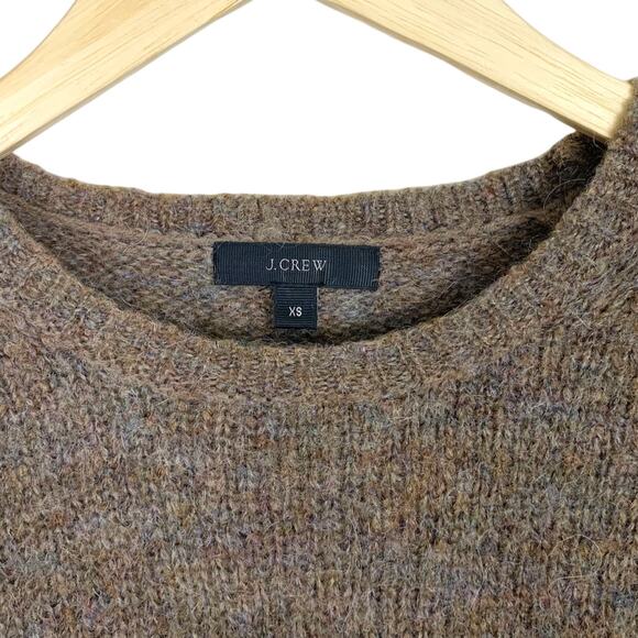 J Crew Womens XS Brown Mohair Wool Blend Crew Neck Sequin Cuff Sweater - Picture 7 of 10
